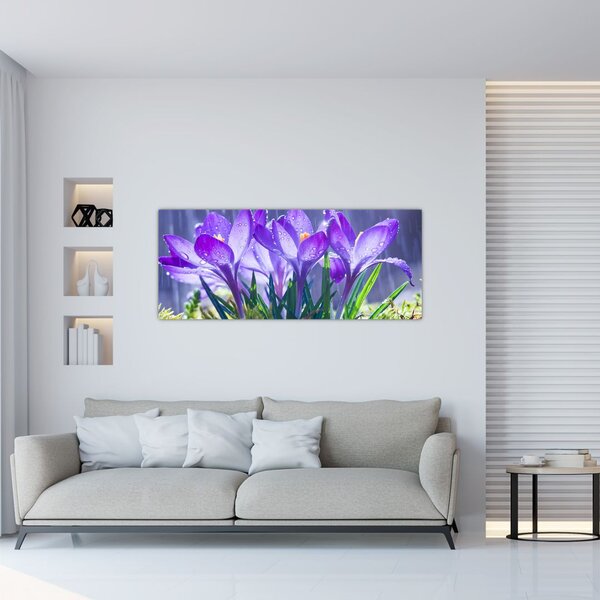 Virágok az esőben képe (120x50 cm)