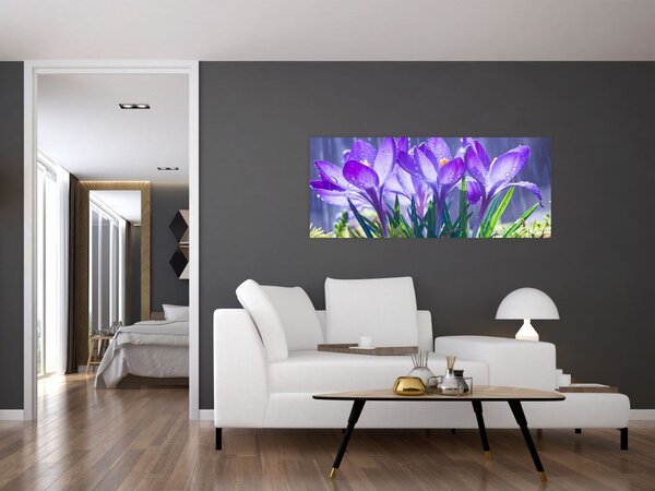 Virágok az esőben képe (120x50 cm)