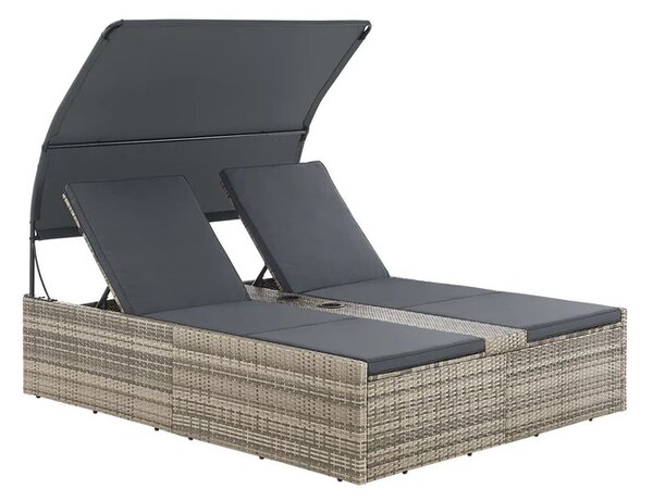 Juskys Syros kerti rattan ágy - szürke