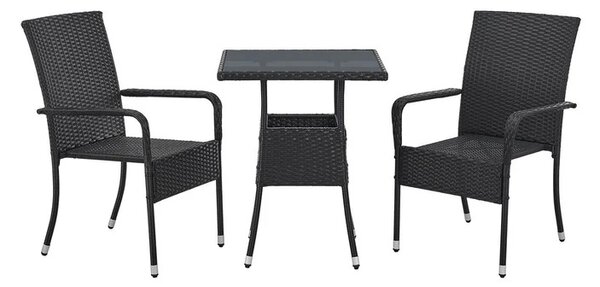 Juskys Yoro rattan négyzet alakú asztal 60 cm - fekete