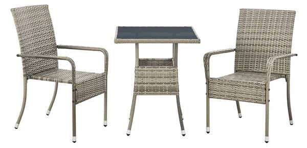 Juskys Yoro rattan négyzet alakú asztal 60 cm - szürke