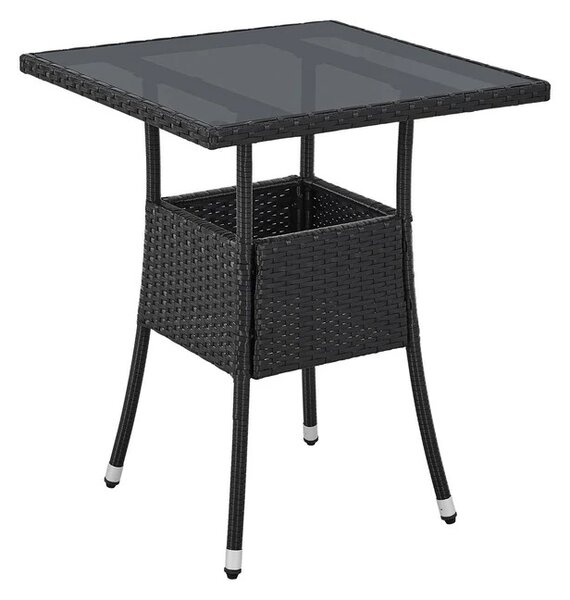 Juskys Yoro rattan négyzet alakú asztal 60 cm - fekete