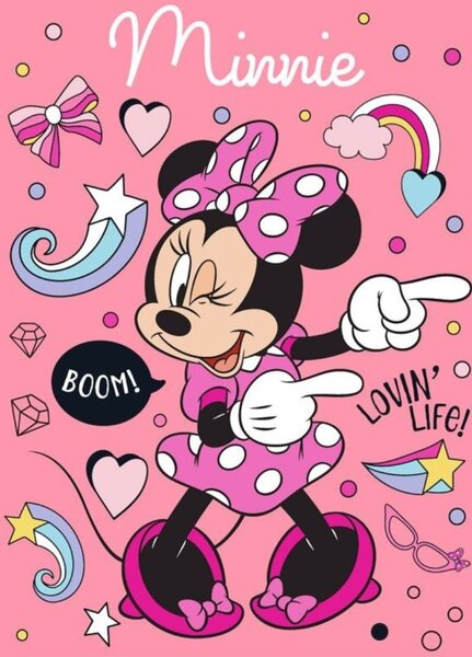 Gyerek polár takaró Minnie rózsaszín 140x100cm Faro