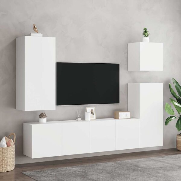 2 db fehér falra szerelhető TV-szekrény 80 x 30 x 41 cm