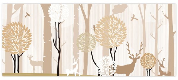 Kép - Illusztrált erdő (120x50 cm)