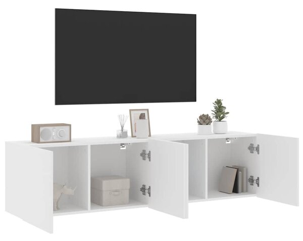 2 db fehér falra szerelhető TV-szekrény 80 x 30 x 41 cm