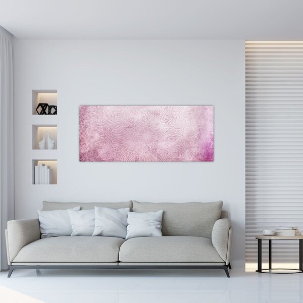 Kép - Mandala rózsaszín falon (120x50 cm)