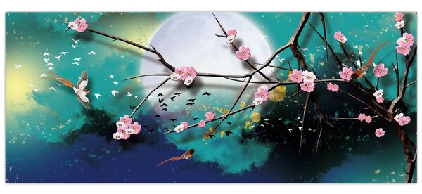 Kép - Fa, grafika (120x50 cm)