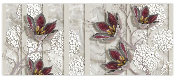 Kép - Dekoratív virágok (120x50 cm)