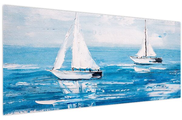 Kép - Egy jacht festése a tengeren (120x50 cm)