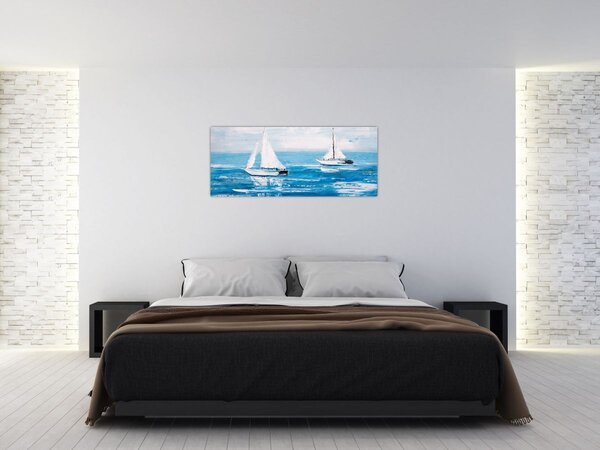 Kép - Egy jacht festése a tengeren (120x50 cm)
