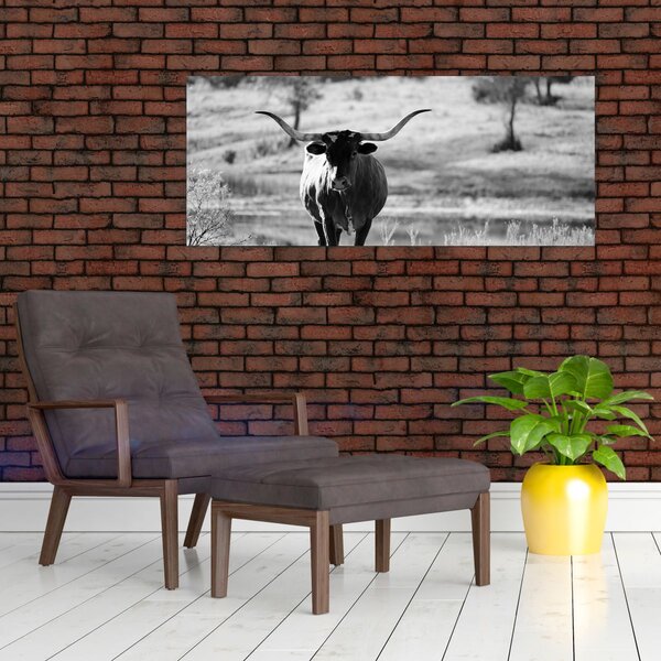 Kép - Tehén, fekete-fehér (120x50 cm)