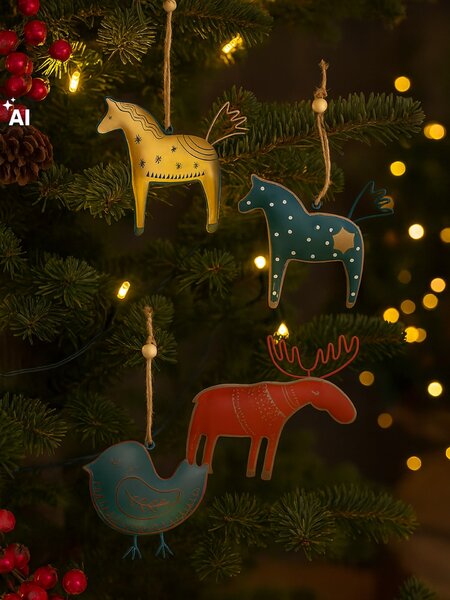 Sinsay - Állat formájú karácsonyi díszek 4-es csomag - többszínű