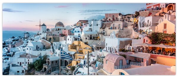 Kép - Alkonyat Santoriniban (120x50 cm)