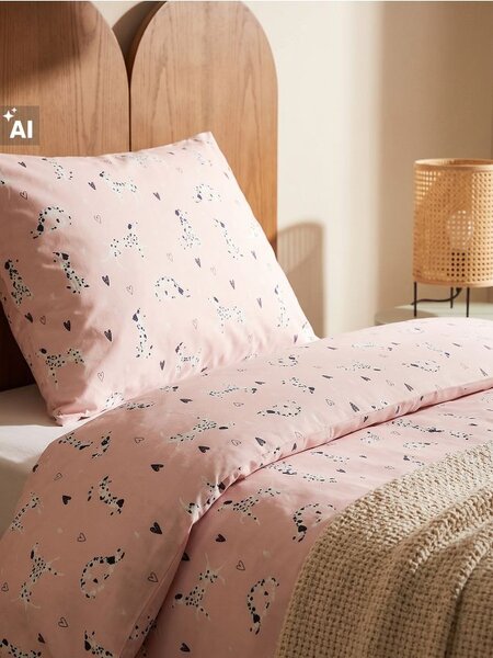 Sinsay - Mikroszálas ágynemű szett dalmata mintával - pasztellpink
