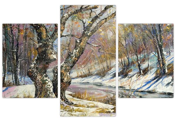 Egy festett téli táj képe (90x60 cm)