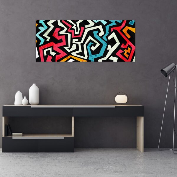 Grafikus absztrakciós kép (120x50 cm)