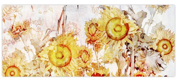 Kép - Napraforgó, festmény (120x50 cm)