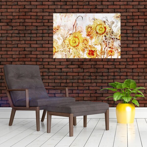 Kép - Napraforgó, festmény (90x60 cm)
