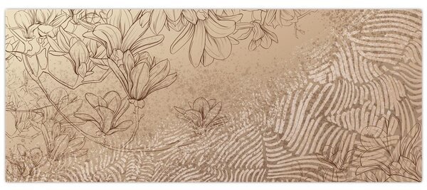 Kép - Rajzolt virágok (120x50 cm)