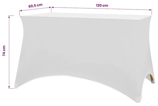 Sztreccs asztal védőhuzat 2 db 120x60,5x74 cm fehér
