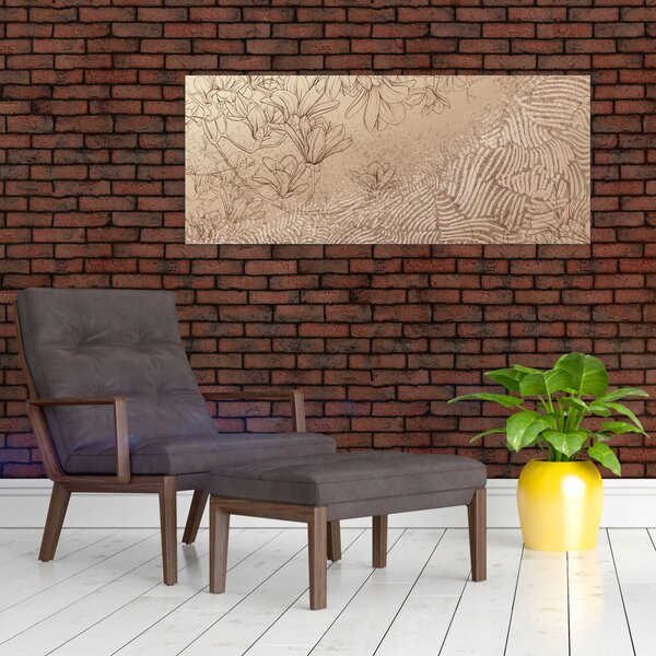 Kép - Rajzolt virágok (120x50 cm)
