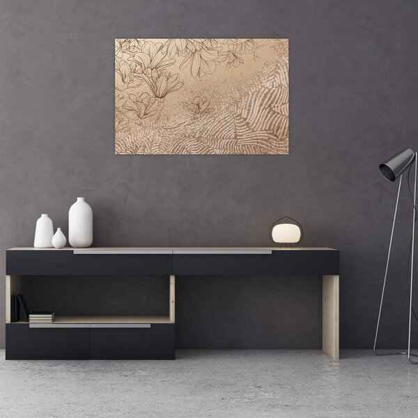 Kép - Rajzolt virágok (90x60 cm)