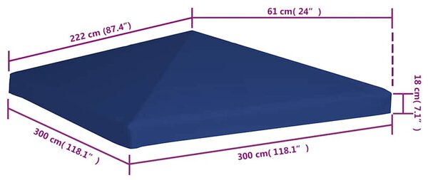 Kék pavilon tetőponyva 310 g/m², 3 x 3 m