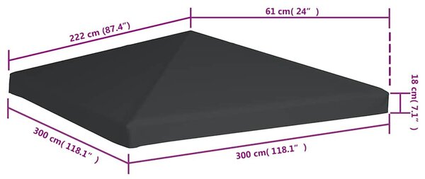 Szürke pavilon tetőponyva 310 g/m², 3 x 3 m