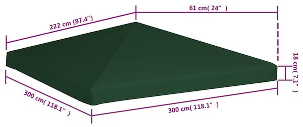 Zöld pavilon tetőponyva 310 g/m², 3 x 3 m