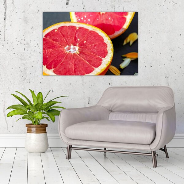 Szeletelt grapefruit képe (90x60 cm)