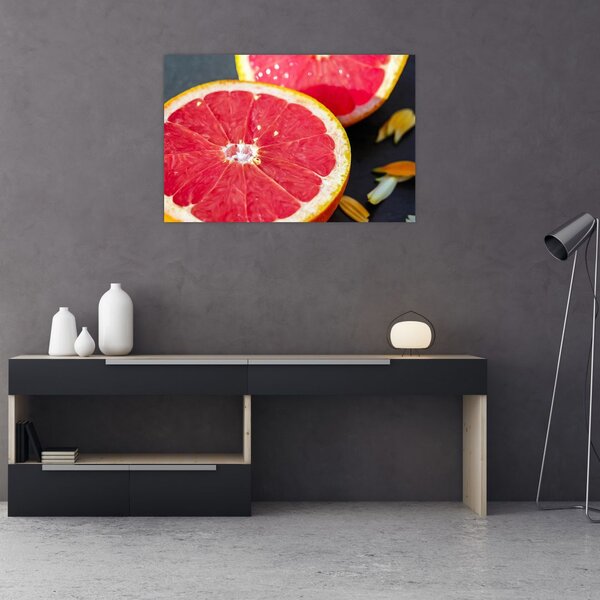 Szeletelt grapefruit képe (90x60 cm)