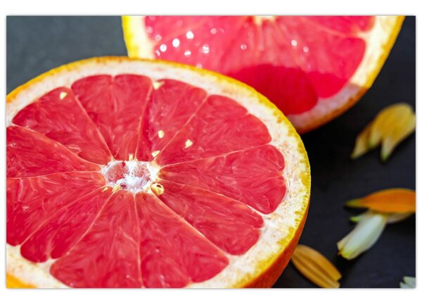 Szeletelt grapefruit képe (90x60 cm)
