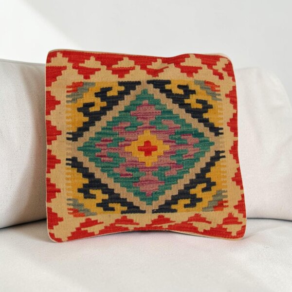 Afgán Kilim párnahuzat 40x40 kézi szövésű párna