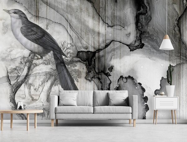 Fotótapéta - Madár - kiömlött tinta (152,5x104 cm)