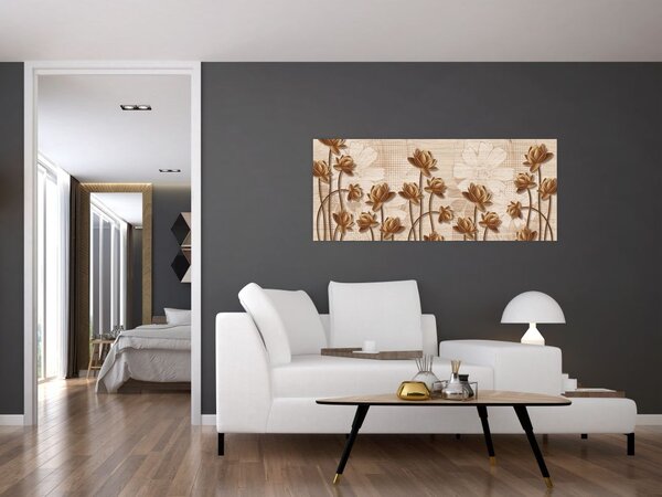 Absztrakció virágok képe - barna (120x50 cm)