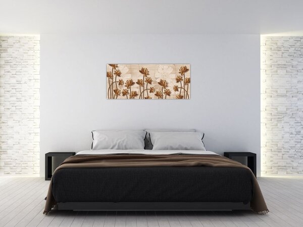Absztrakció virágok képe - barna (120x50 cm)