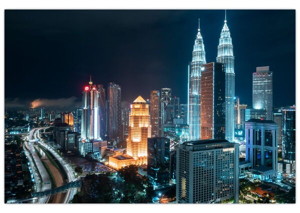 Kép - Éjszaka Kuala Lumpurban (90x60 cm)