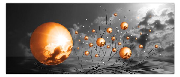 Narancssárga absztrakt gömbök képe (120x50 cm)