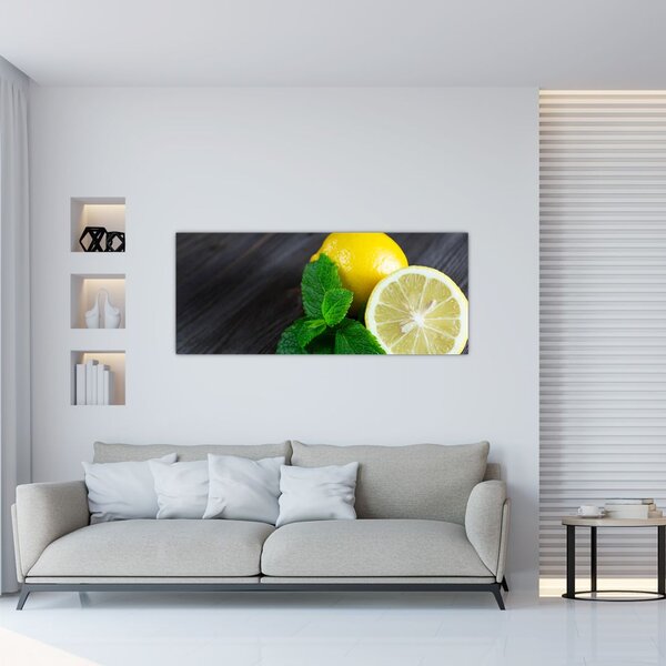 Citrom és a menta az asztalon képe (120x50 cm)