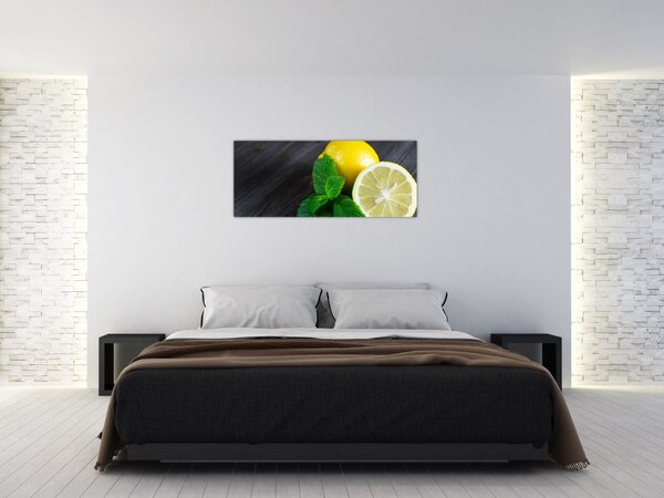 Citrom és a menta az asztalon képe (120x50 cm)