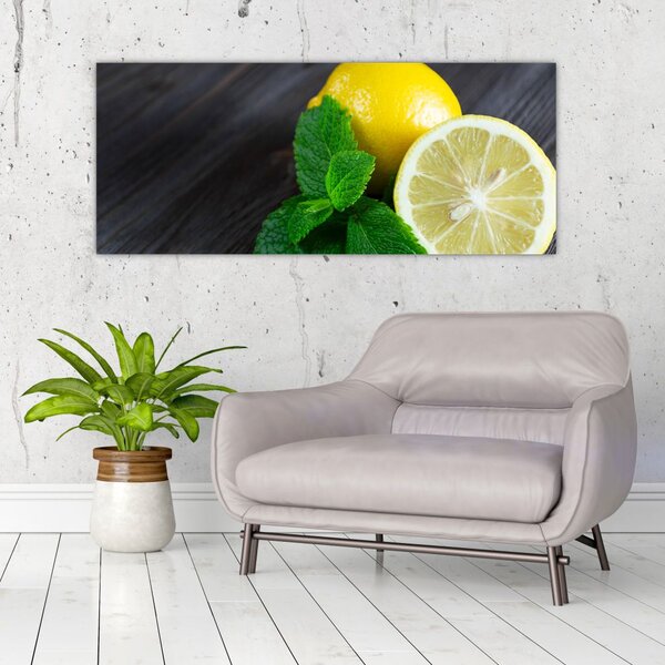 Citrom és a menta az asztalon képe (120x50 cm)