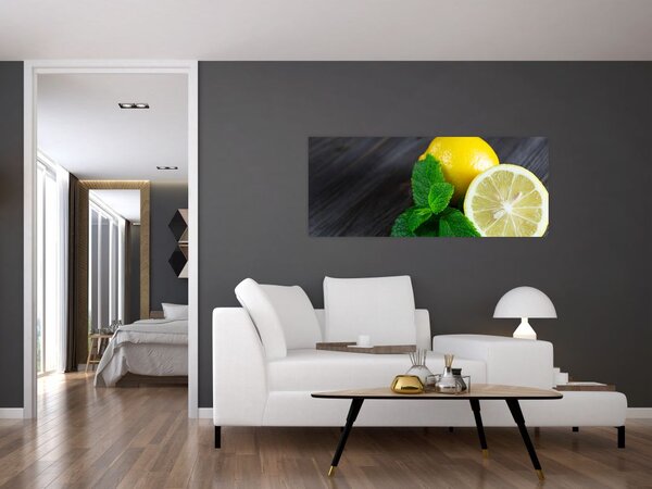 Citrom és a menta az asztalon képe (120x50 cm)