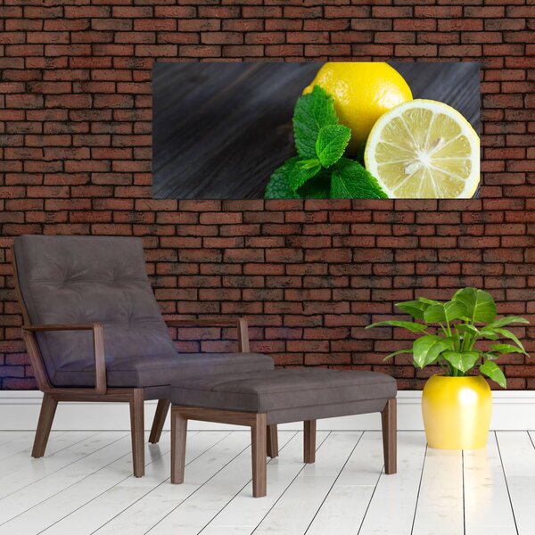 Citrom és a menta az asztalon képe (120x50 cm)