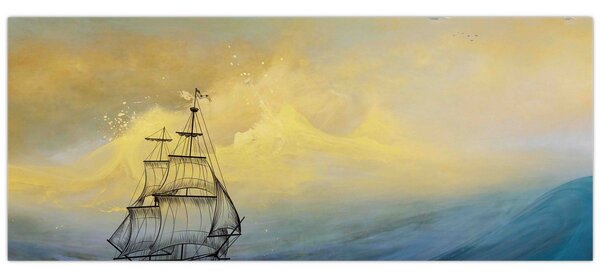Kép - Egy hajó festménye a tengeren (120x50 cm)