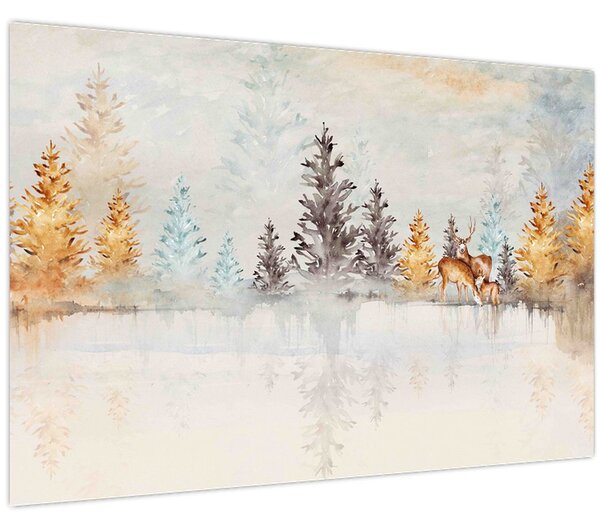 Kép - Akvarell erdő (90x60 cm)