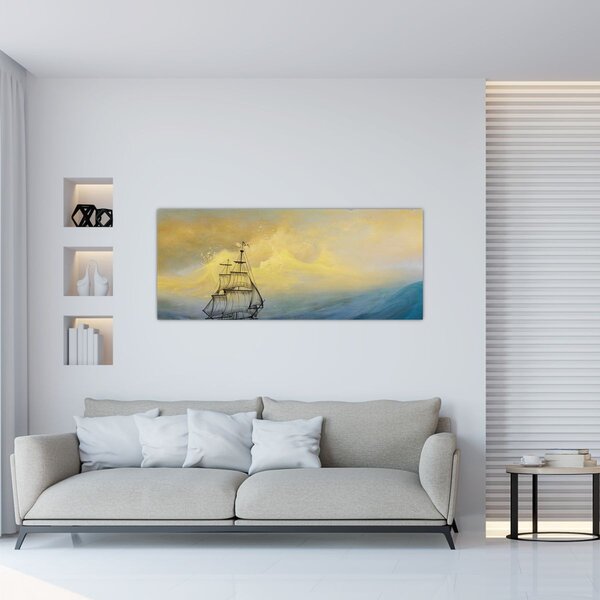 Kép - Egy hajó festménye a tengeren (120x50 cm)
