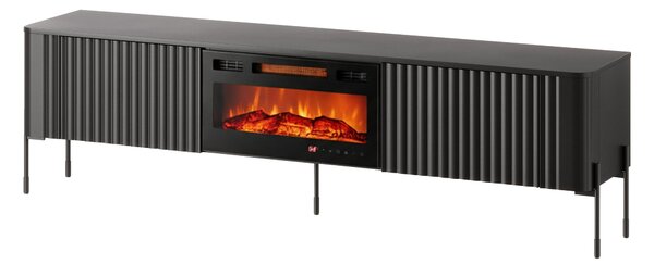 TV-állvány Mavnue 105, Közepes sűrűségű farostlemez, Laminált forgácslap, 55x190x40cm, Fekete