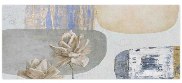 Kép - Festészet virágokkal és textúrákkal (120x50 cm)