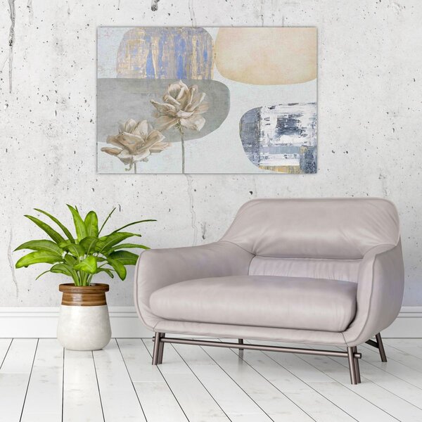 Kép - Festészet virágokkal és textúrákkal (90x60 cm)